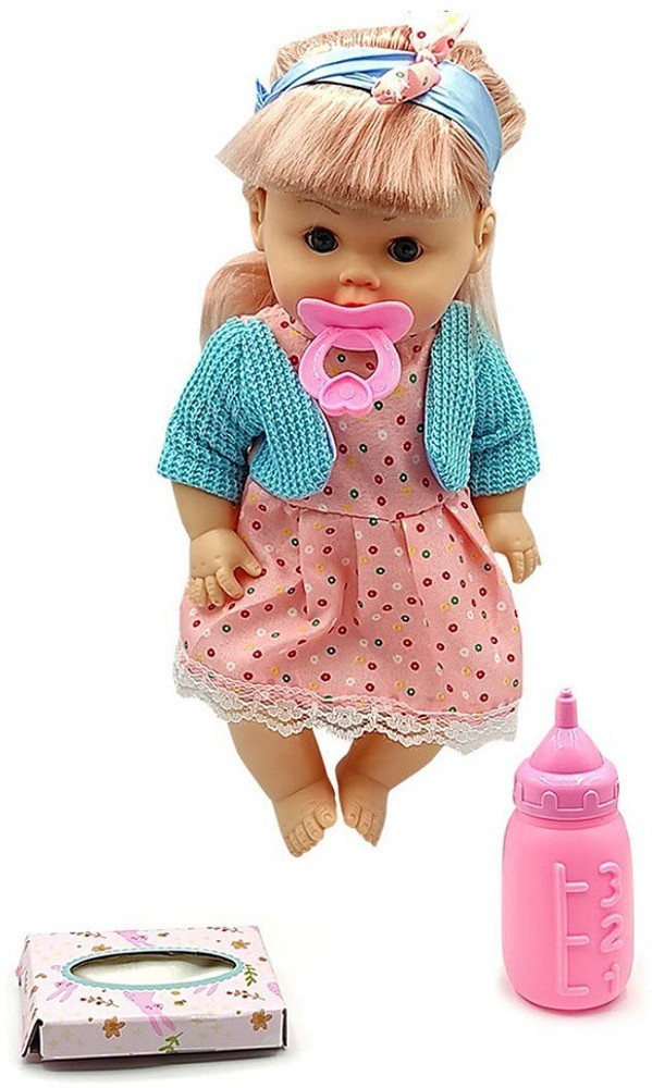 Toywala Cute Little Handsome Baby Doll Speaking Playset Doll for Kids Both Girls and Boys Set of One Baby Doll with Nursing Bottles Nipples and Handkerchief Toys for Girls and Boys