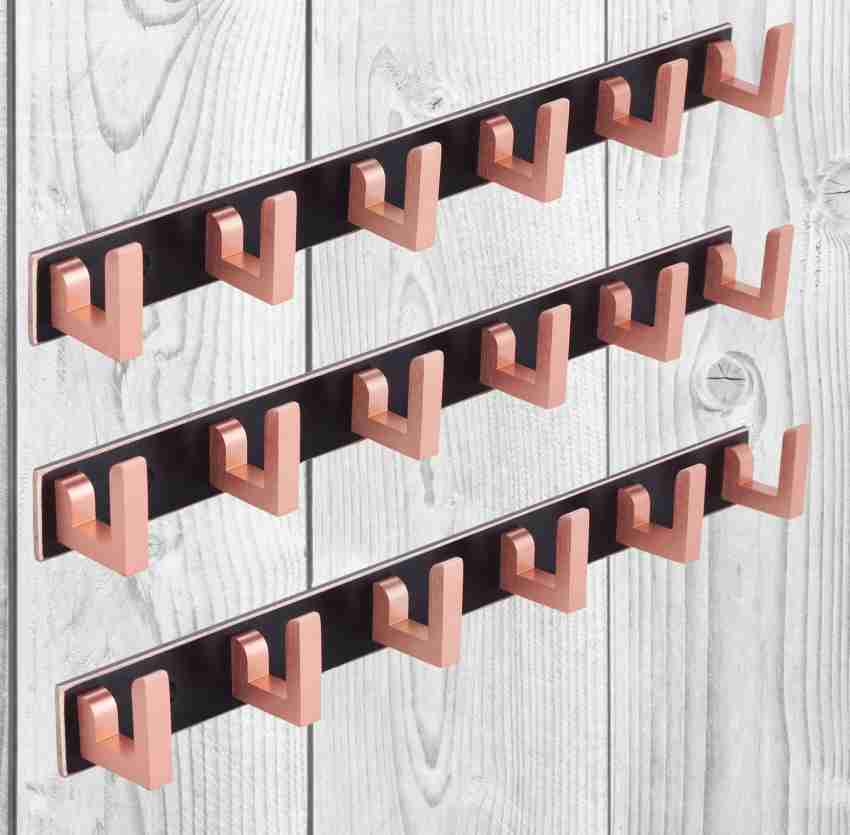 DOCOSS Pack Of 3-Extra Long-40 cm Rose- Gold Cloth Hanger 6 Pin Bathroom  Kitchen Wall Wardrobe Door Hooks For Hanging keys,Clothes Holder Hook Rail  18 Price in India - Buy DOCOSS Pack