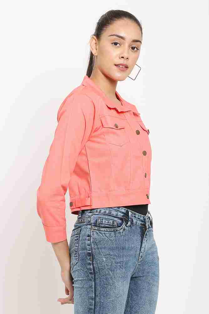 Peach colour denim sale jacket