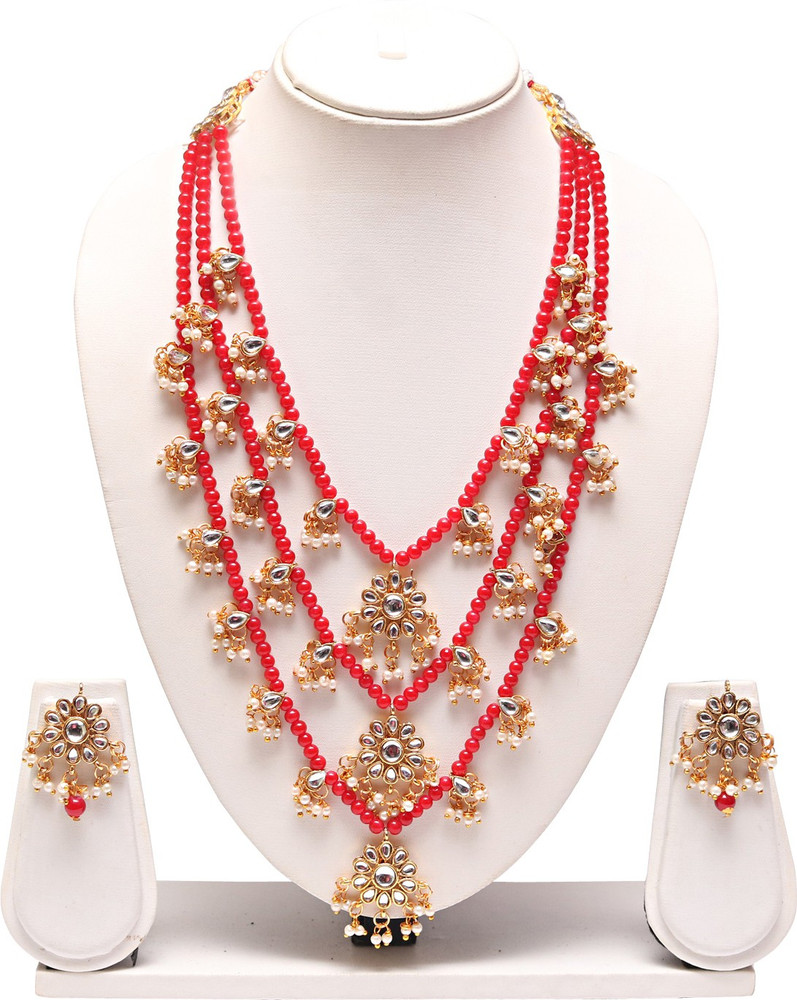 Swarajshop Alloy Gold plated Gold Jewellery Set Price in India