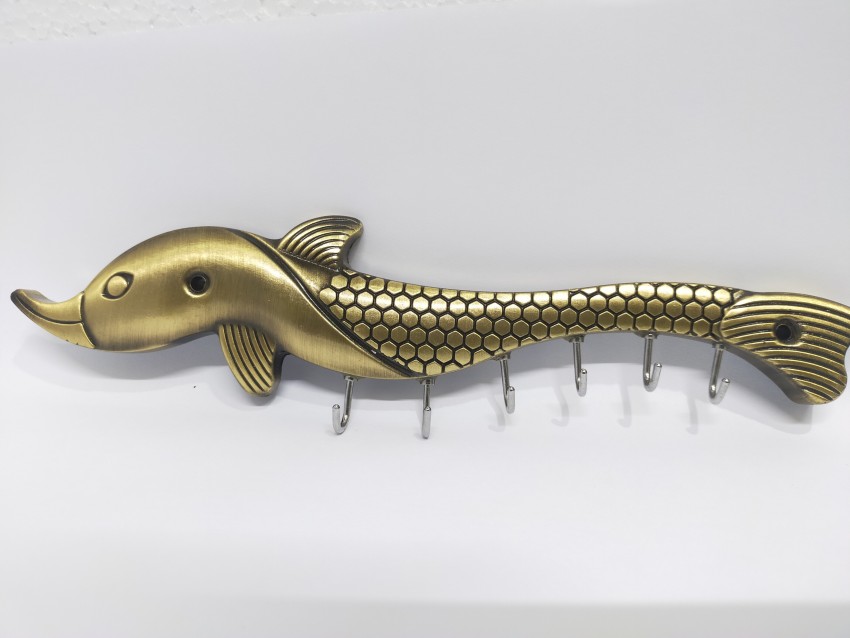 Victorian Brass Key Holder - 6 Key Hook Rack