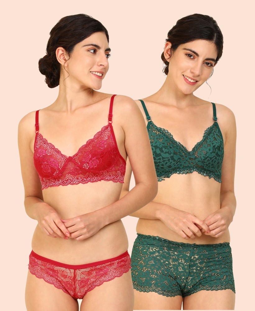 Buy Fashion Comfortz Net Lace Bra and Panty Set Womens Girls