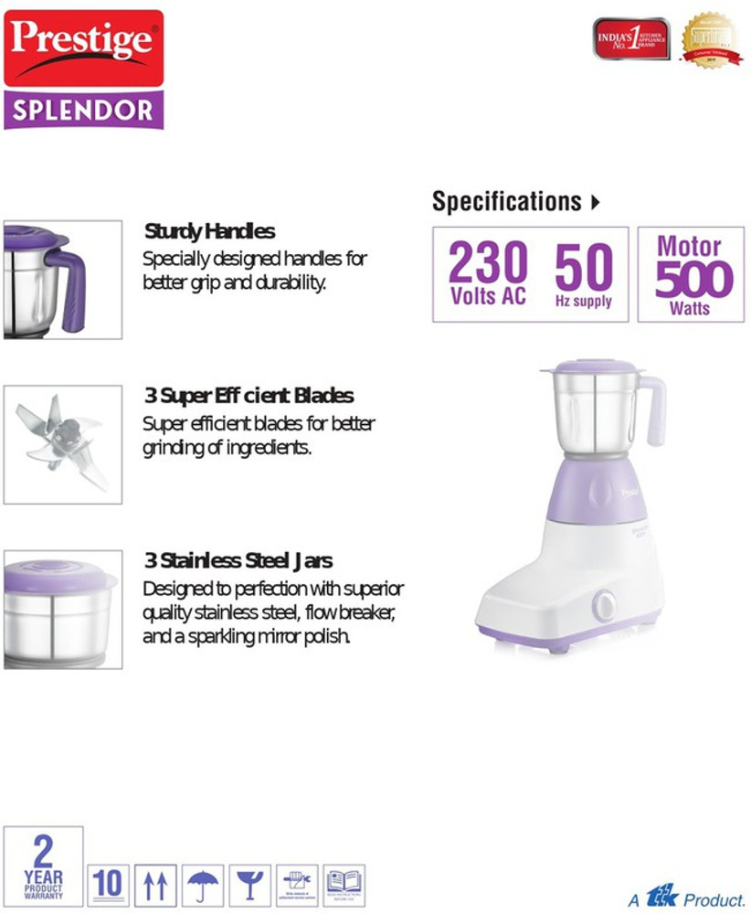Prestige splendor mixer grinder 500 watt new arrivals