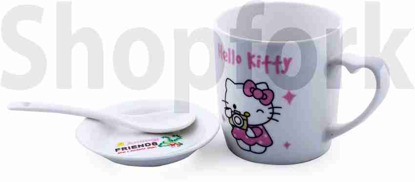 HelloKitty Glass Cup with Cover Mug Cup Espresso Coffee Tea Milk