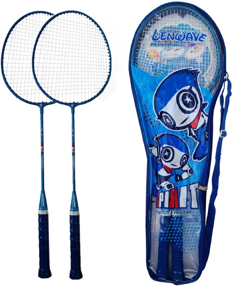 LenWave (LW-263)- Aluminium Alloy Badminton Racquet set with Cover for KIDs (9+ Years) Blue Strung Badminton Racquet