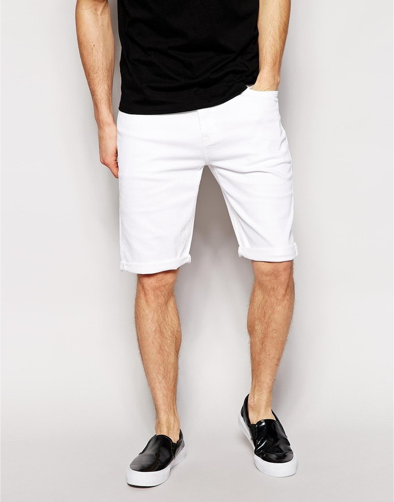 White denim shop shorts men