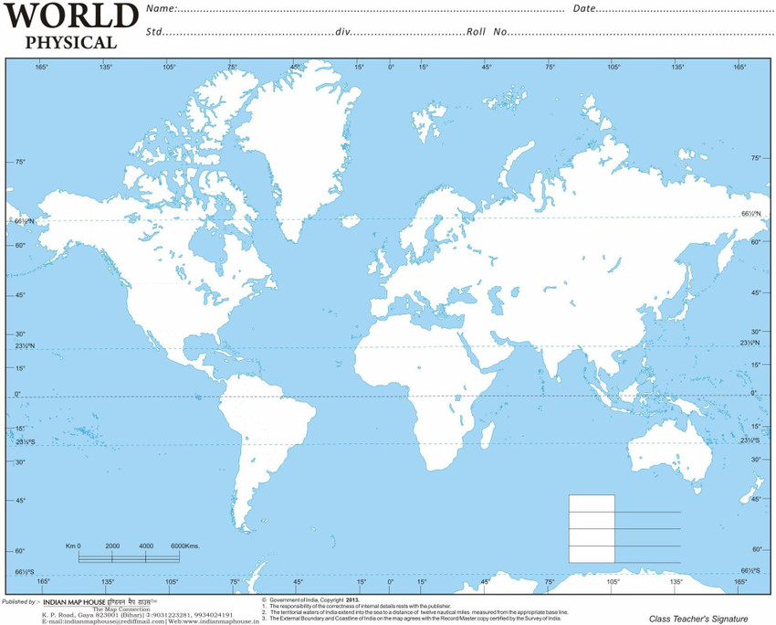 Physical World Map Printable