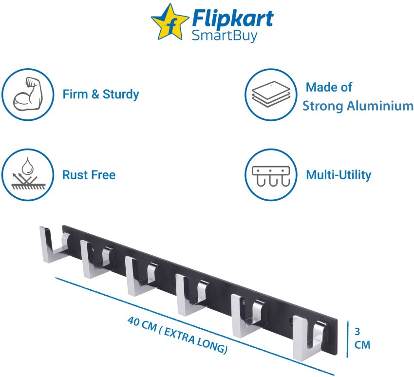 Flipkart SmartBuy Pack Of 2-Extra Long -40 cm Cloth Hanger Bathroom Wall  Door Hooks For Hanging keys,Clothes,towel Hooks Hook Rail 12 Price in India  - Buy Flipkart SmartBuy Pack Of 2-Extra Long 