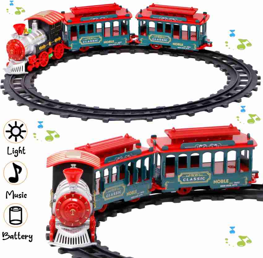 zest 4 toyz Battery Operated Classic Train Toy Set for Kids with Light Music Big Size Train Set for Kids Bump and Go Musical Toy Train Battery Operated