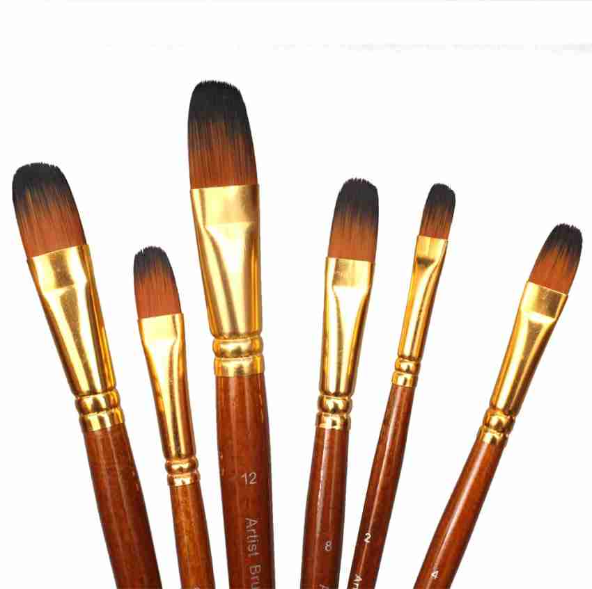 CHROME Small Handle Synthetic Filbert Tip Artist Paint  Brushes 