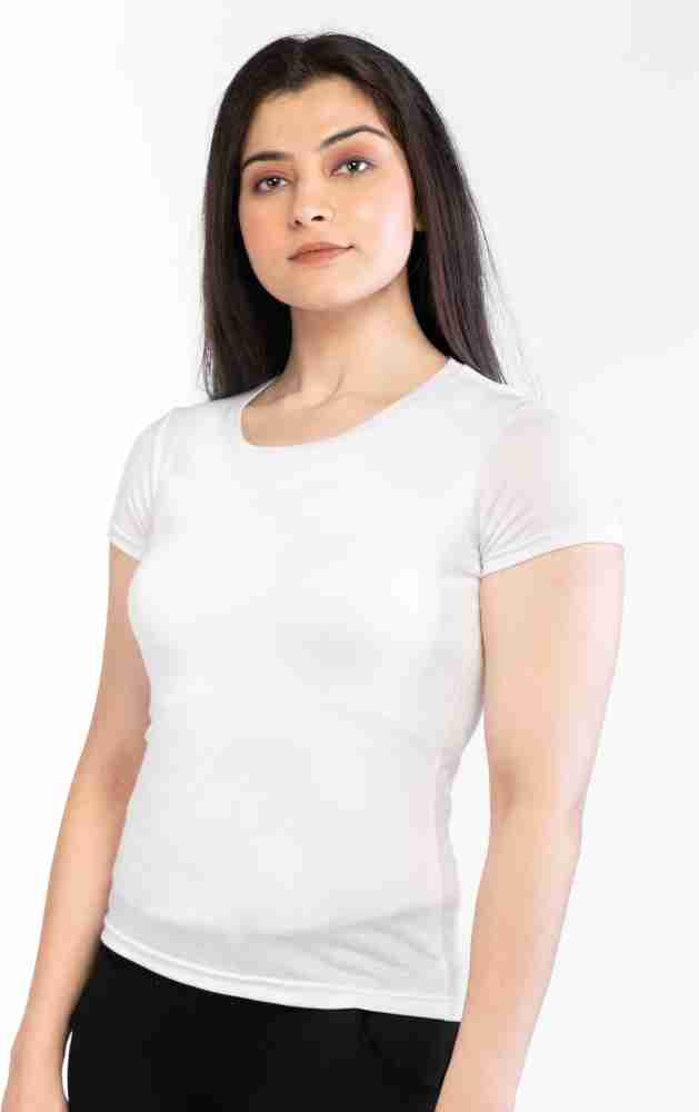 Wearific Black & White Women's Viscose Innerwear Top, Half-Sleeves