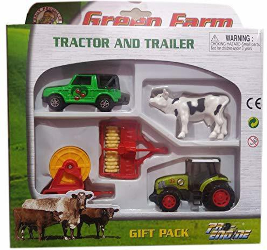 IndusBay Farm Tractor Truck Diecast Farm Trailer Farm Toy Set