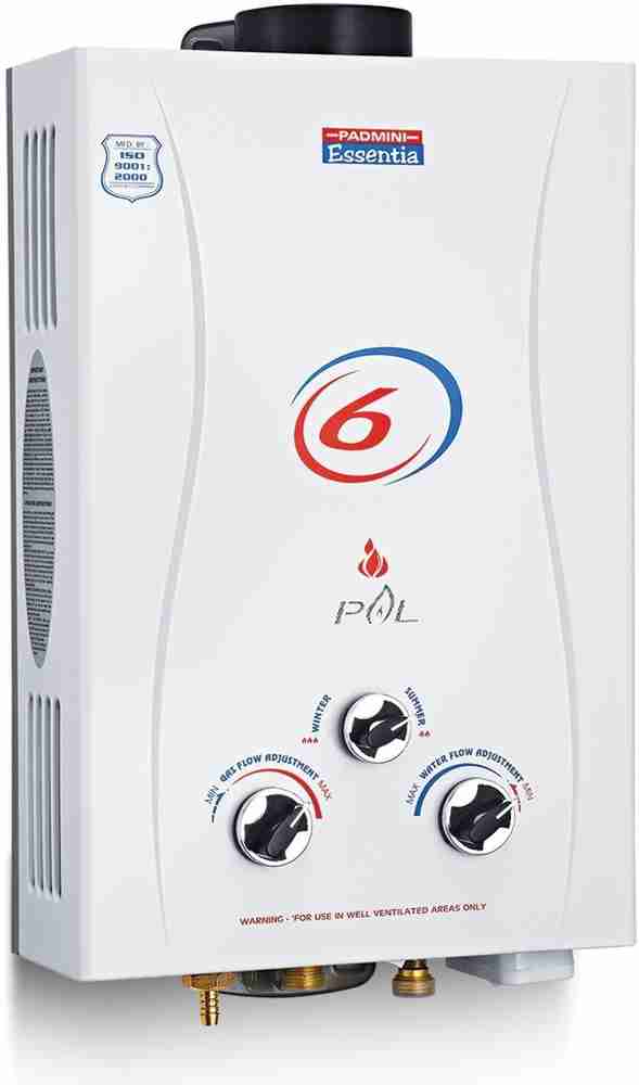 Padmini Essentia 6 L Instant Water Geyser (Gas Geyser Flora 6ltr, White)  Price in India - Buy Padmini Essentia 6 L Instant Water Geyser (Gas Geyser  Flora 6ltr, White) online at Flipkart.com