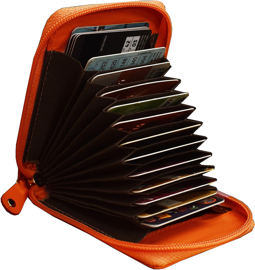 Orange business card shop holder