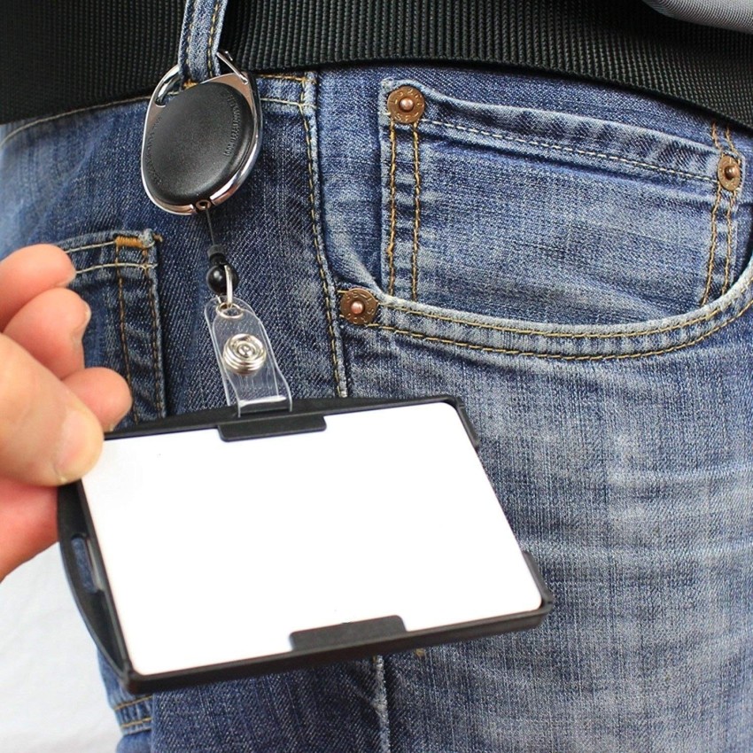 Ang 2 PCS Retractable Badge Holder Carabiner Reel Clip On ID  Card Holders 1 Card Holder - Card Holder