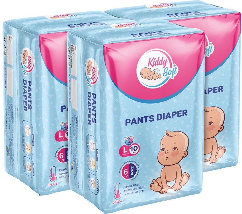 KiddySoft Pants Diaper Large-10 (Pack of -3) - L - Buy 30 KiddySoft Cotton Pant  Diapers