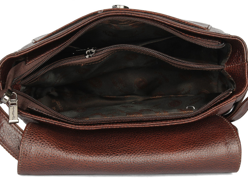 new warrior Brown Sling Bag Leather Sling Bag Brown Price in India Flipkart