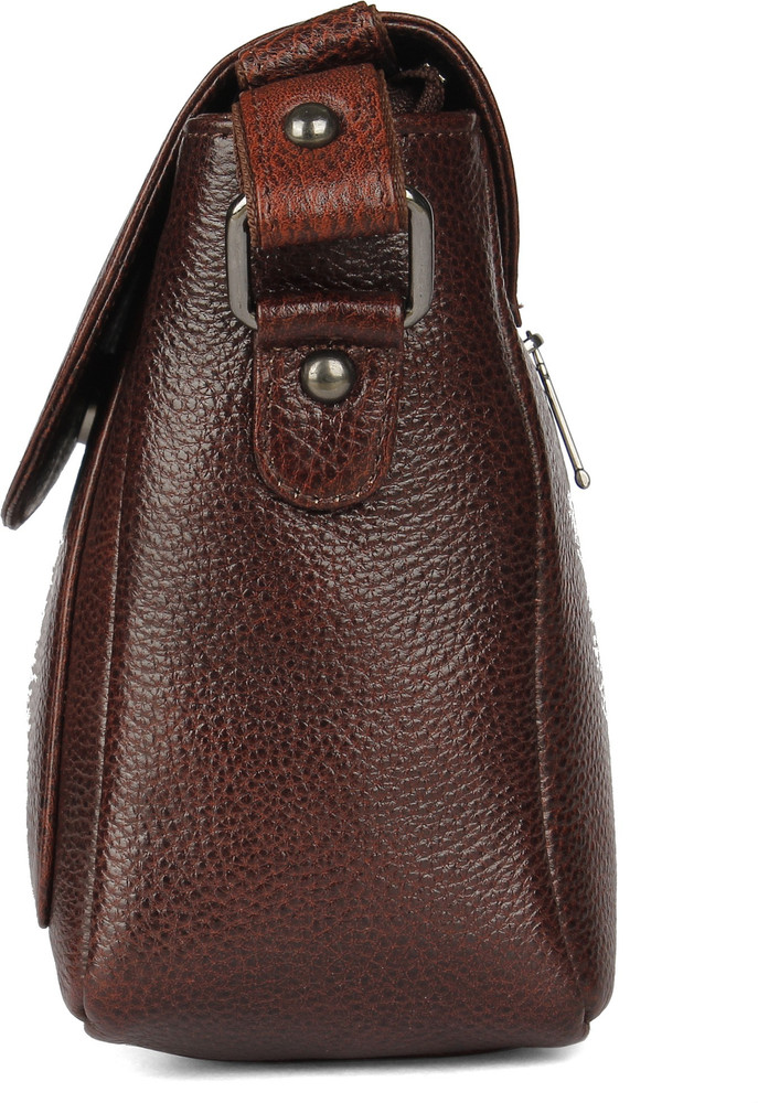 new warrior Brown Sling Bag Leather Sling Bag Brown Price in India Flipkart