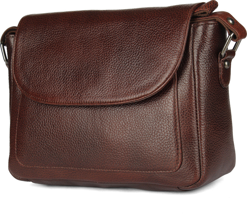 new warrior Brown Sling Bag Leather Sling Bag Brown Price in