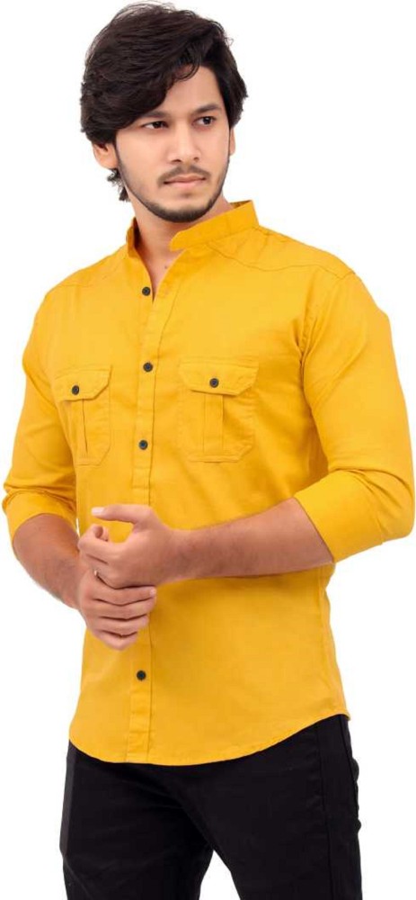 HANDSOME KING Men Solid Casual Yellow Shirt - Buy HANDSOME KING Men Solid  Casual Yellow Shirt Online at Best Prices in India