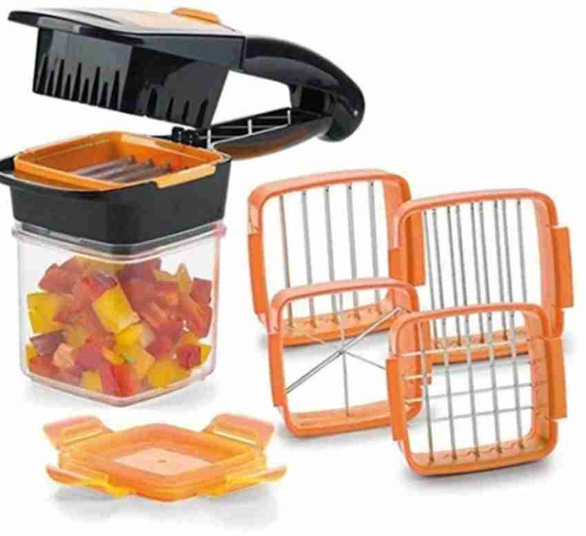 Kanani Enterprise New 5 in 1 Multifunction Vegetable Cutter Manual Vegetable  Quick Dicer Fruit Chopper Slicer Non-Skid Base Slicer and Chopper Vegetable  & Fruit Chopper (pack of 1 Chopper) Vegetable & Fruit