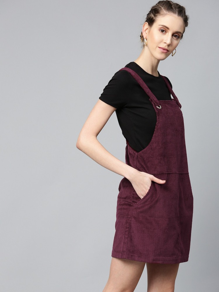 Burgundy pinafore shop dress womens