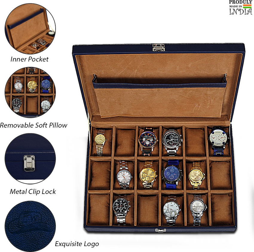 Leatherworld Watch Organizer Storage Box Case 18 Watch Box