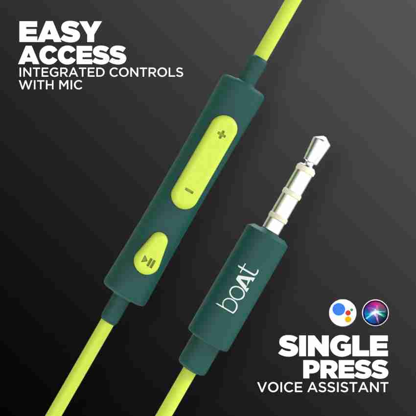 Boat cheap green earphones