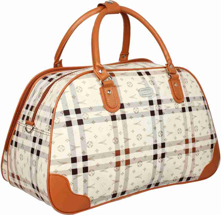 TWENTY FOUR Checkered Weekender Bags Leather Travel Duffel