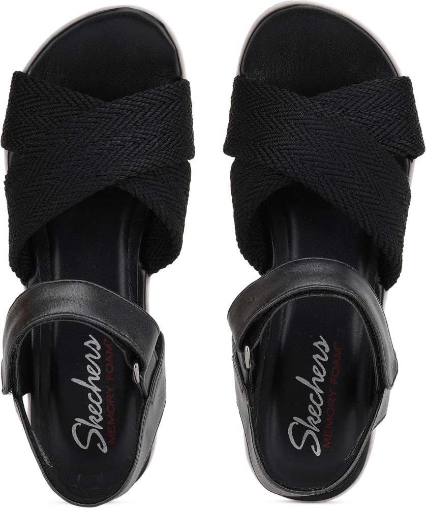 Skechers black outlet wedges