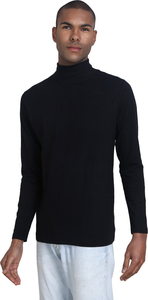 Black turtleneck shirt men best sale