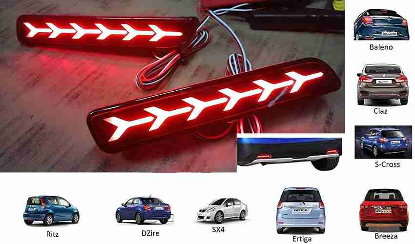Rear bumper reflector light online with indicator for baleno