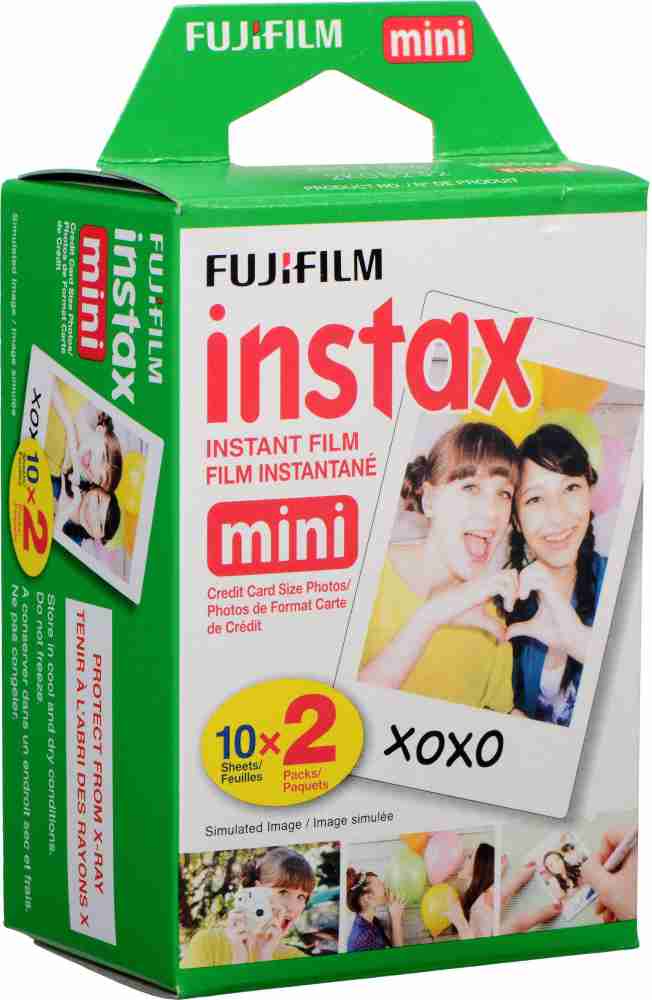Instax Mini 12 Instant Camera, Blossom Pink, Bundle with 10 Shots of Film,  5 Heart Photo Clips, Stickers & Hanging Twine with LED Lights
