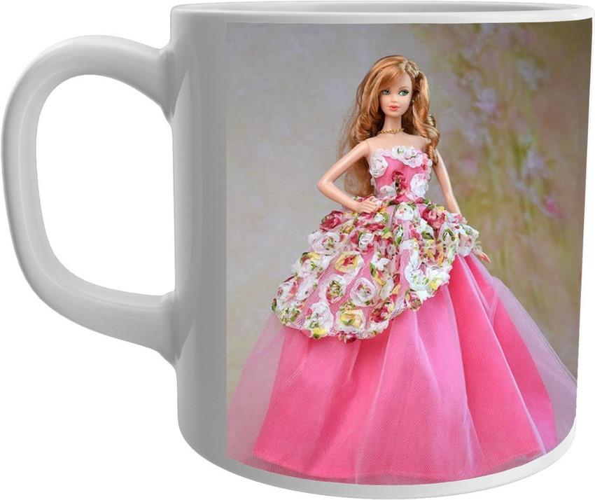 Product GuruJi Barbie Doll Design Printed white Color Coffee