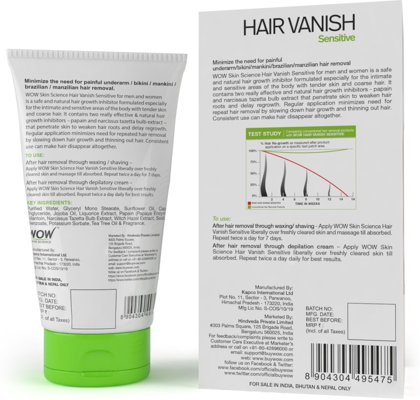 WOW Skin Science Hair Vanish Sensitive  100 ml  Amazonin Beauty