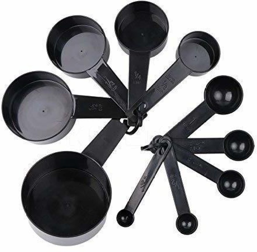 Buy Measuring Cups and Spoons Set , Backing Tool Set 4 spoon and 4 cup (8  Pieces Set) Black Online at Best Prices in India - JioMart.