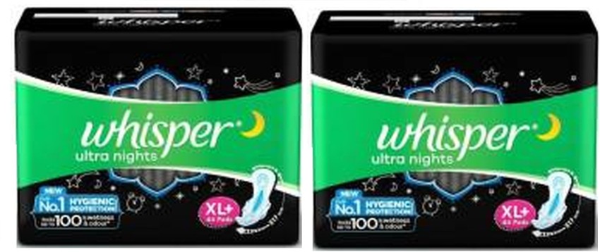 Whisper Ultra Night Sanitary pads XL Plus - (Pack of 44+44 Pads ) Sanitary  Pad, Buy Women Hygiene products online in India