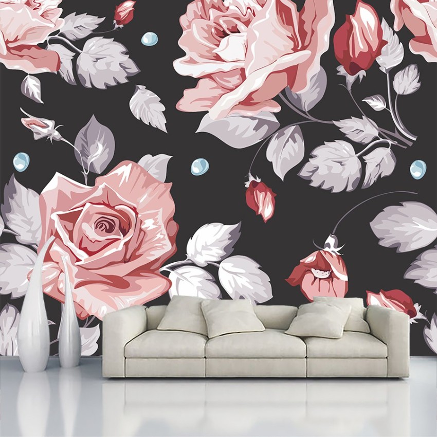 Black  Pink Floral Wallpaper  Easy Super Fresco  Better Bathrooms