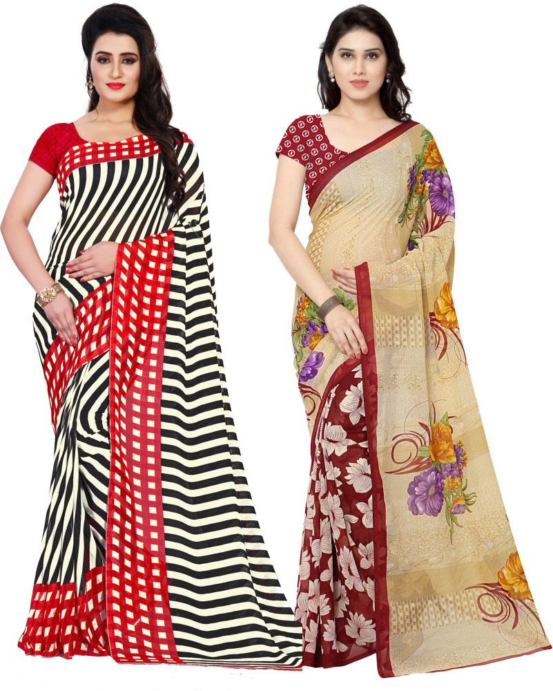 Multicolor faux georgette printed daily wear saree with unstitched blouse