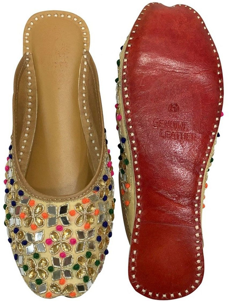 Stop N Style Back Open Ladies Punjabi Jutti Handmade Bridal Jutti Multi Kundan Work Jutties Ethnic Mule For Women Buy Stop N Style Back Open Ladies Punjabi Jutti Handmade Bridal Jutti