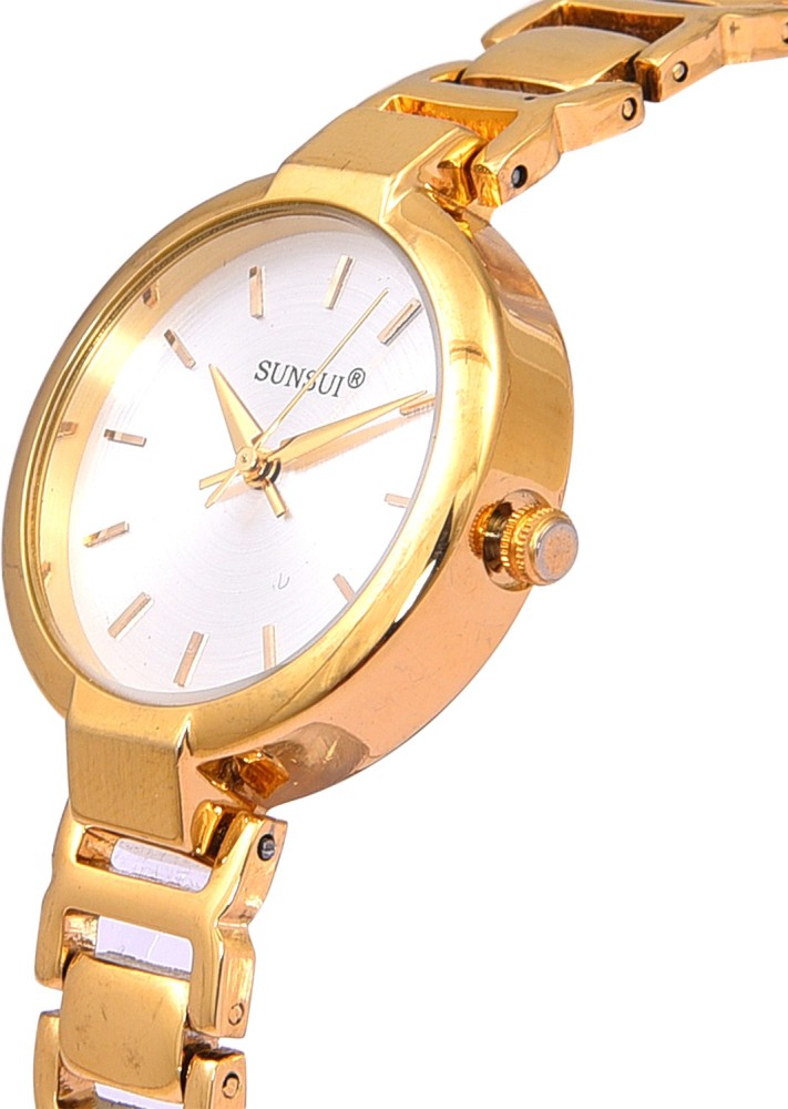 Sunsui sleekly round gold colour Gold stainless steel white colour