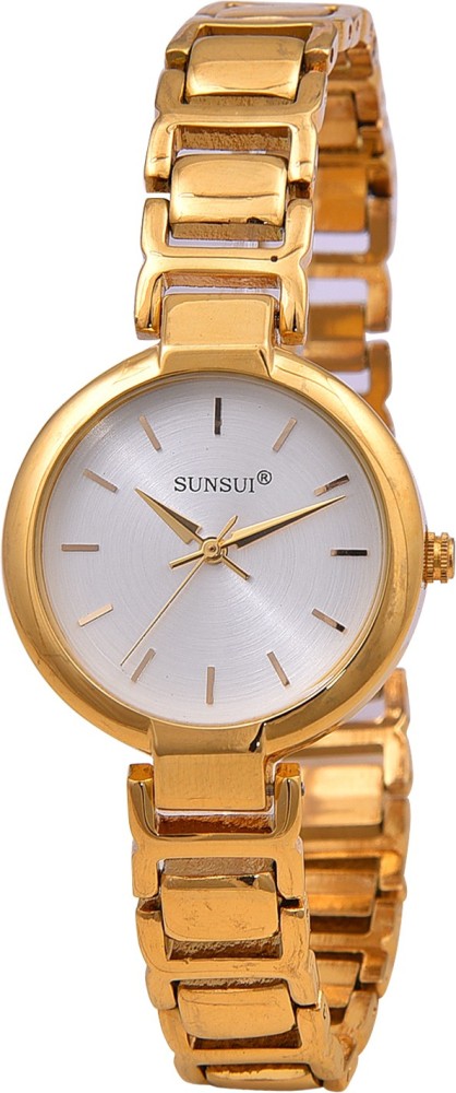 Sunsui sleekly round gold colour Gold stainless steel white colour