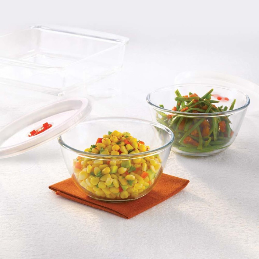 Buy Borosil Glass Mixing & Serving Bowls With Lids, Oven & Microwave Safe  Bowls, Set of 2 (350 ml each), Borosilicate Glass, Clear Online at Best  Prices in India - JioMart.