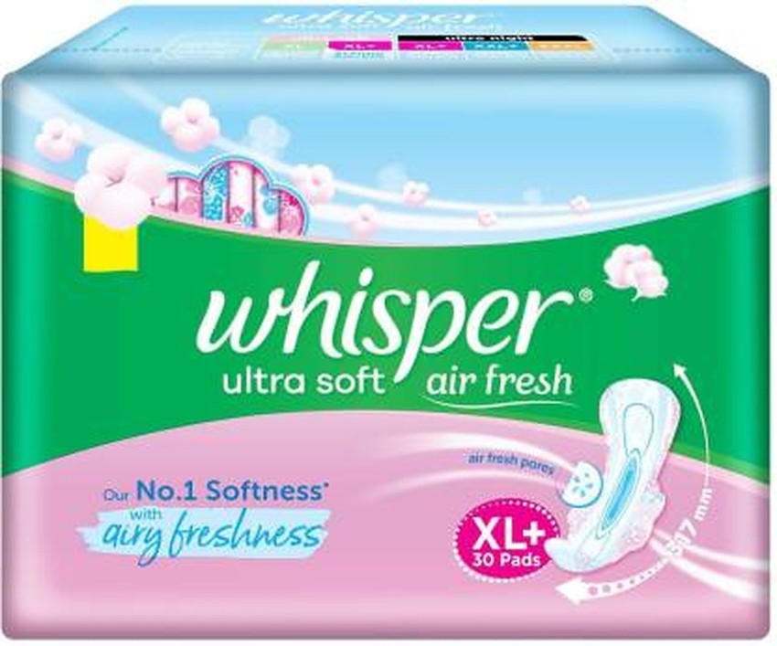 Whisper Ultra Soft XL Plus Wings Sanitary Pad (Pack of 30) pink