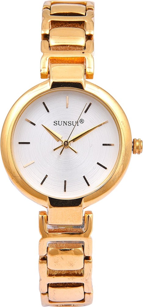 Sunsui sleekly round gold colour Gold stainless steel white colour