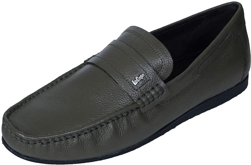 LEE COOPER Lee Cooper Men Olive Green Solid Leather Loafers Loafers For Men  - Buy LEE COOPER Lee Cooper Men Olive Green Solid Leather Loafers Loafers  For Men Online at Best Price -