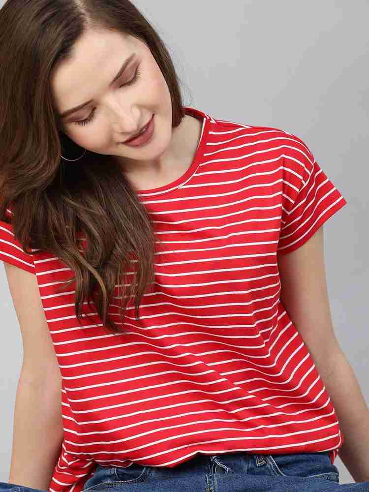 red white striped t shirt ladies