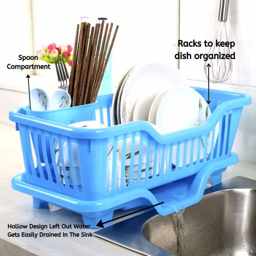 Plastic Sink Dish Drainer Drying Rack Big, Size: 44.5*30.5*14.8 Cm