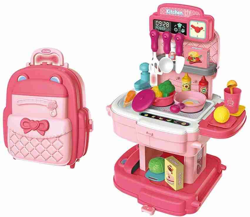 Pink play kitchen plastic deals