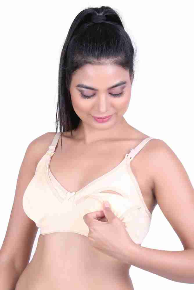 Buy HRIDAY FASHION Women's Organic Cotton Antimicrobial Non-Wired Non  Padded Maternity Nursing Bra for Feeding - (BR02_32, Beige) at